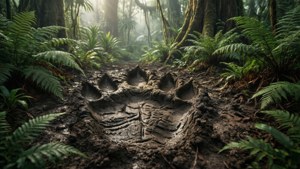 Muddy Footprint in Jungle