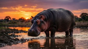 Muddy River Sunset Hippo