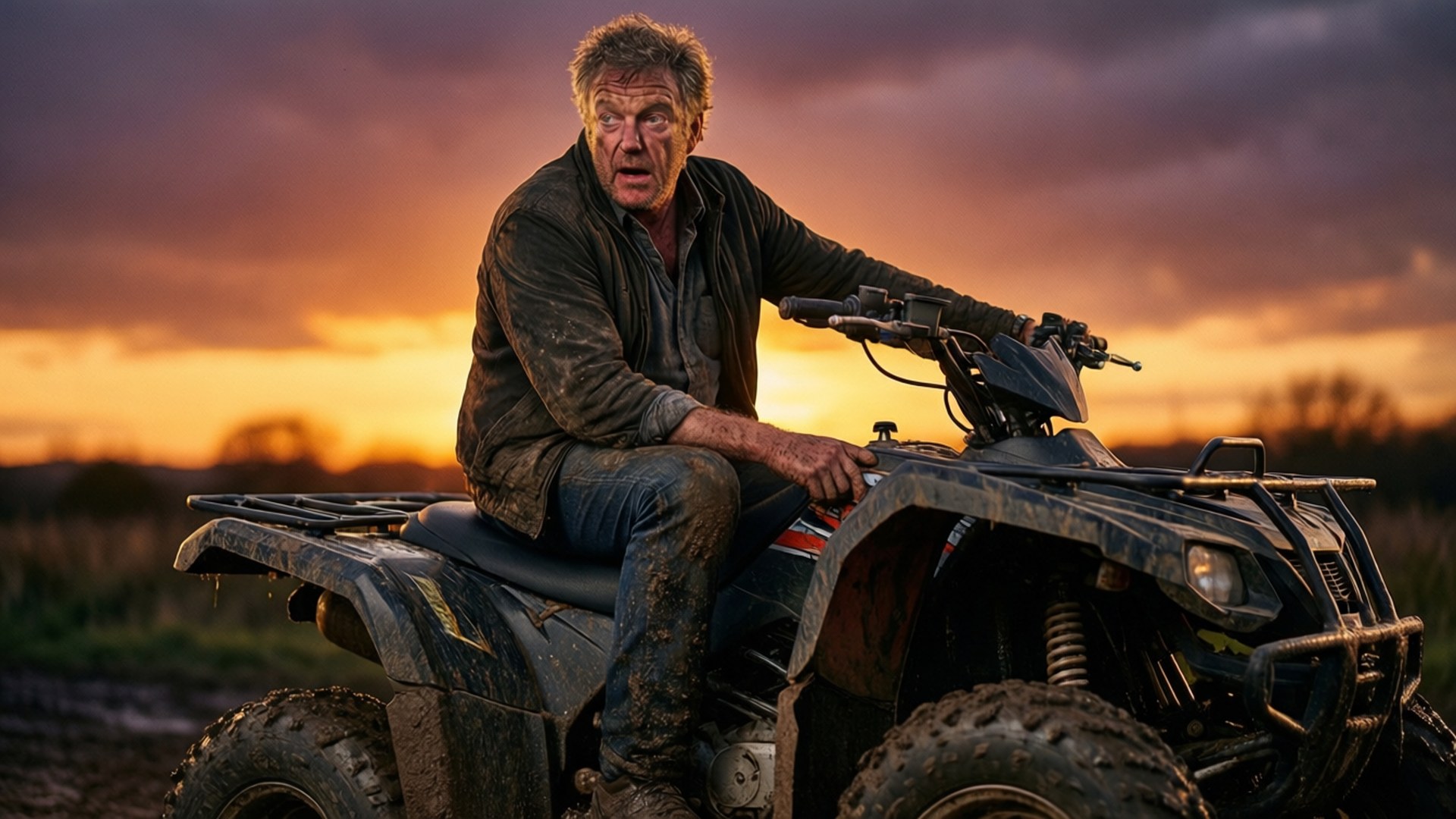 Muddy Sunset Ride by Wallpapers.art Studio