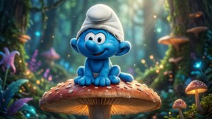 Mushroom Seat Smurf Cat