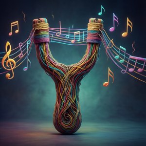 Musical Slingshot with Floating Notes