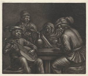 Musicerende mannen aan een tafel