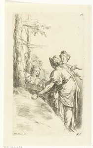 Musicerende meisjes in een landschap