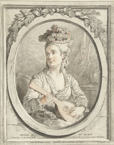 Musicerende vrouw in ovaal