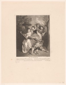 Musicerende vrouw met verteller en Pierrot