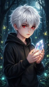 Mystical Crystal Boy in Forest
