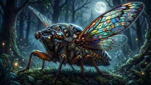 Mythical Stained Glass Cicada