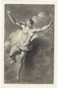 Naakte vrouw in de wolken