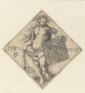 Naakte vrouw met wapenschild