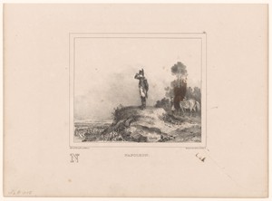 Napoleon bekijkt zijn troepen vanaf een heuvel
