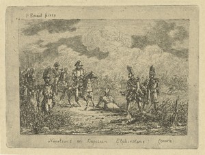 Napoleon bij gesneuvelde soldaten