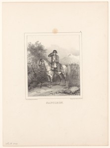 Napoleon Bonaparte te paard in een berglandschap