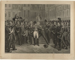 Napoleon I Bonaparte neemt afscheid van de Oude Garde in Fontainebleau op 20-04-1814