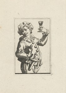 Nar met wijnkruik en drinkglas