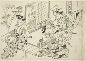 Narihira: The Mirror Scene (Narihira kagami no dan), from the series "Famous Scenes from Japanaese Puppet Plays (Yamato irotake)"