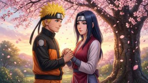 Naruto and Hinata Under Sakura