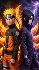 Naruto and Sasuke Back-to-Back