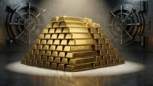 Neatly Stacked Gold Bars