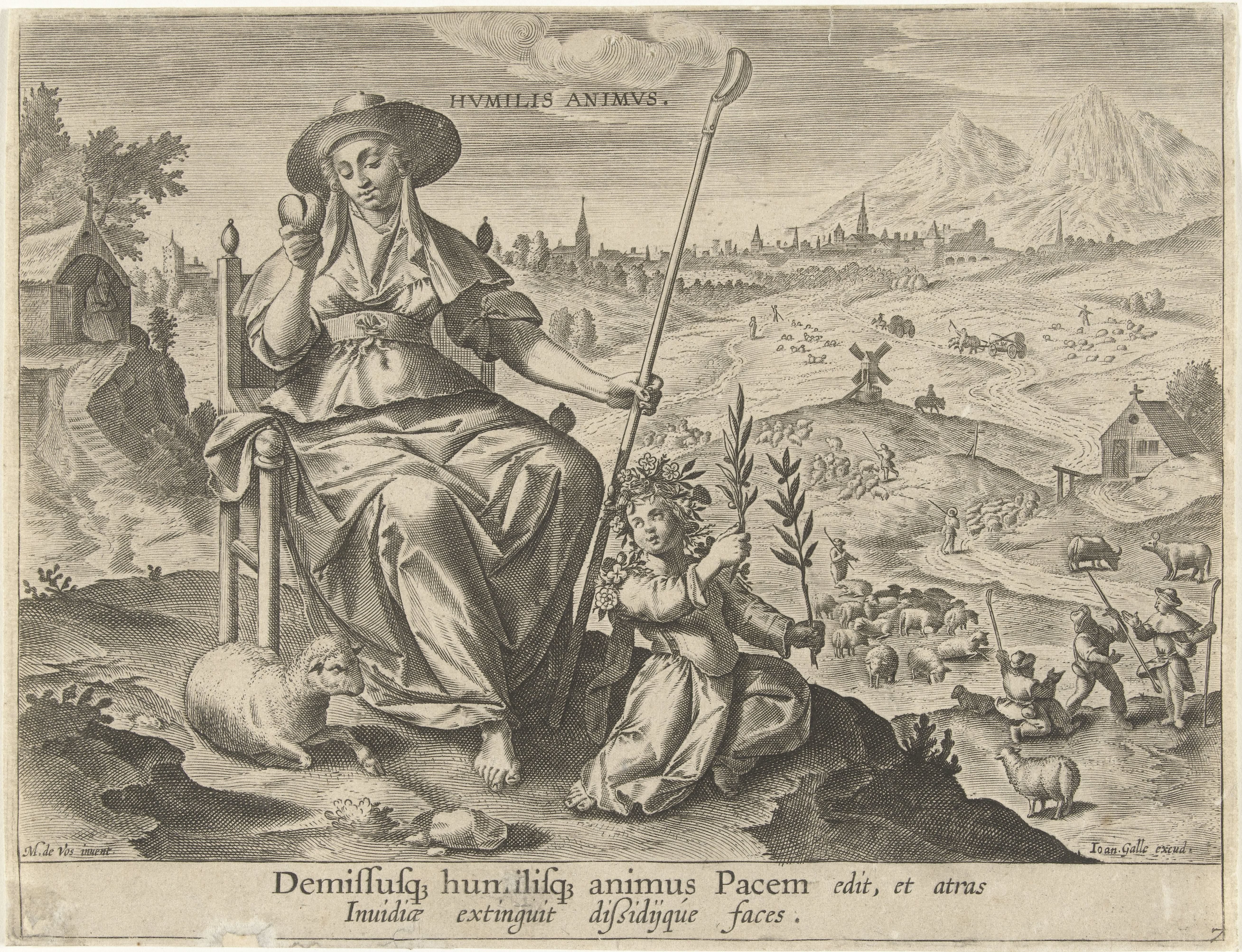 Nederigheid brengt vrede voort by Jan Collaert (II)