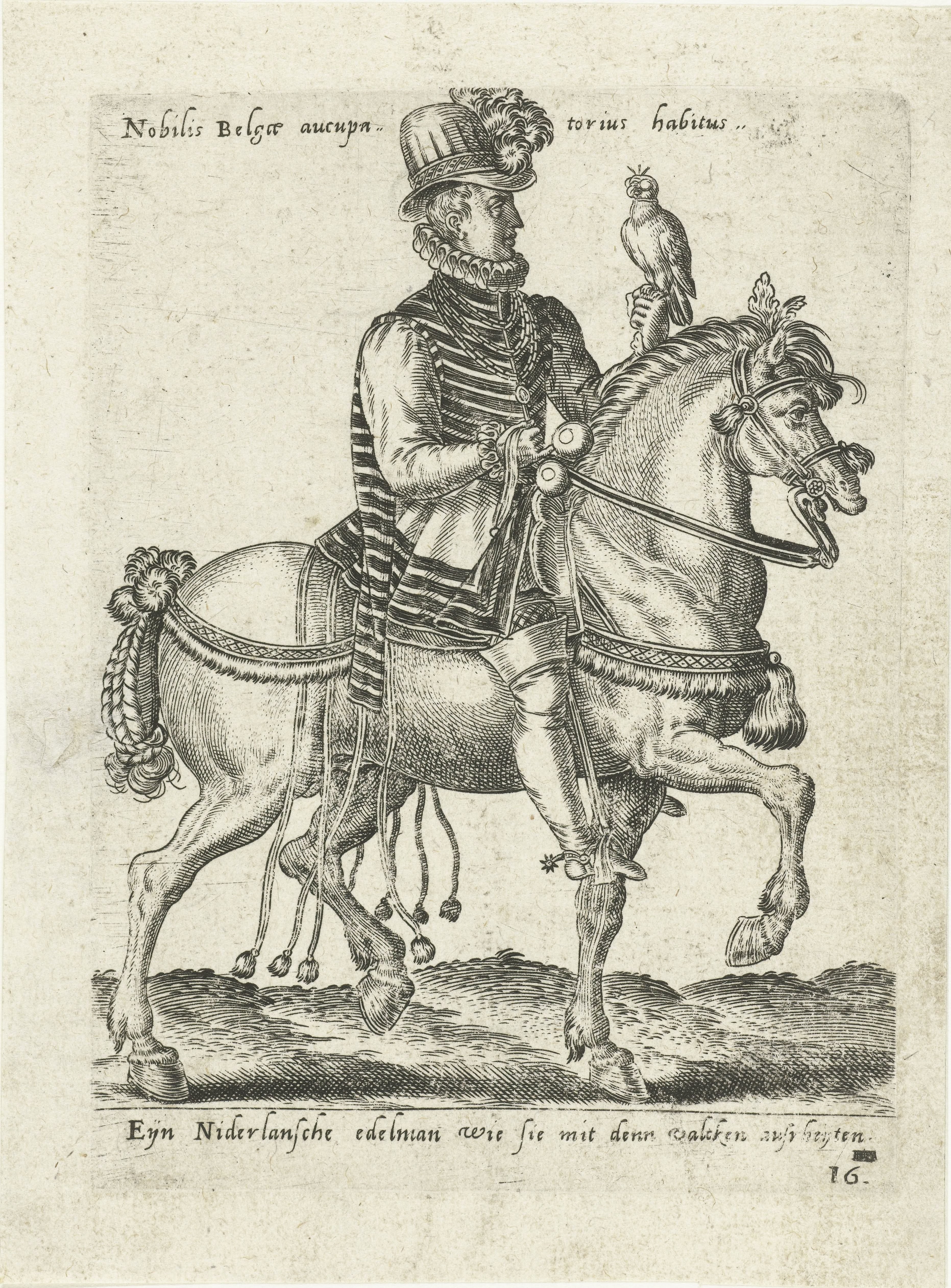 Nederlandse edelman op valkenjacht te paard by Abraham de Bruyn