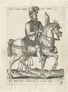 Nederlandse edelman op valkenjacht te paard