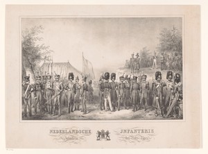 Nederlandse Infanterie bij een tentenkamp