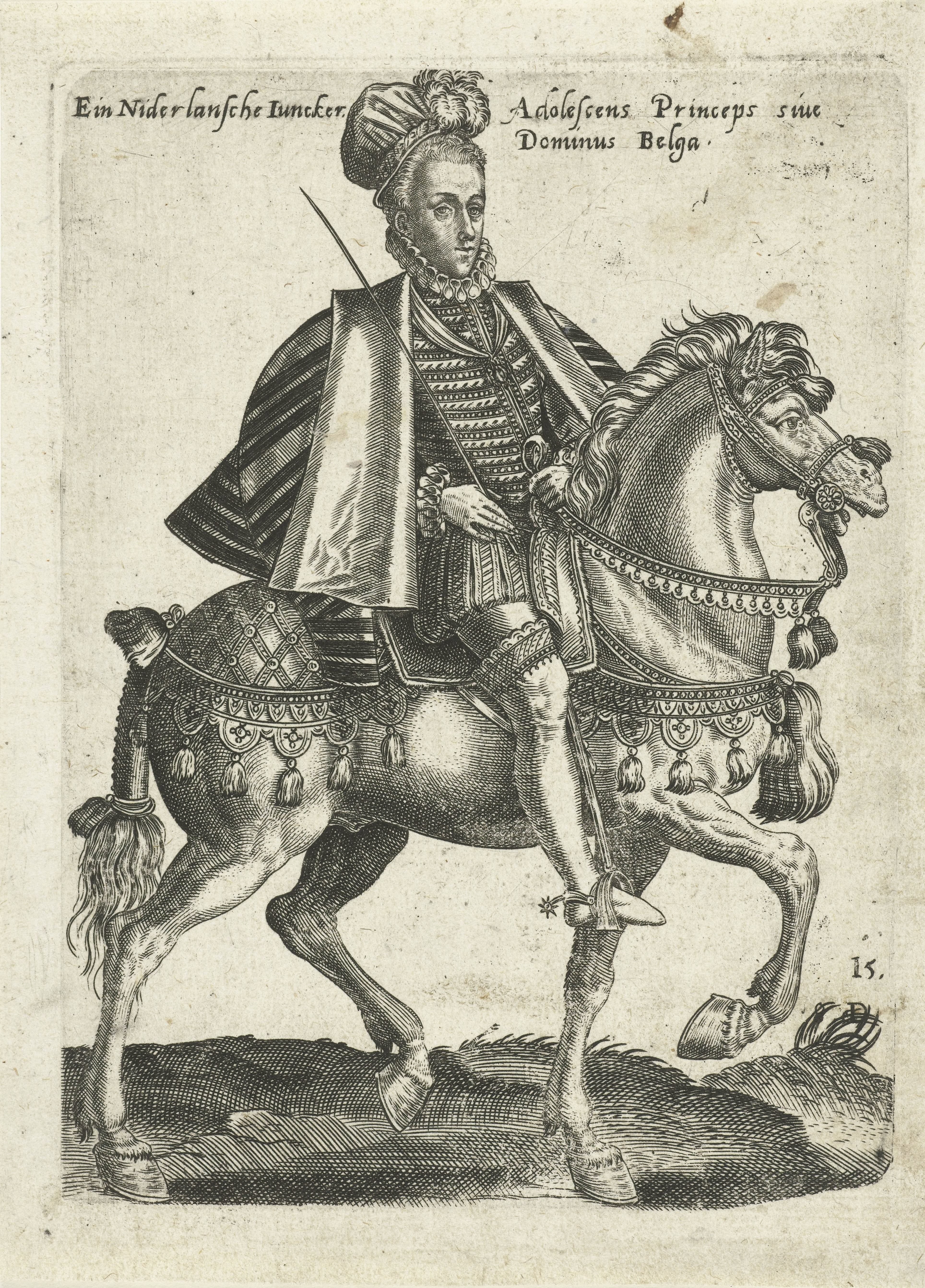 Nederlandse jonker te paard by Abraham de Bruyn