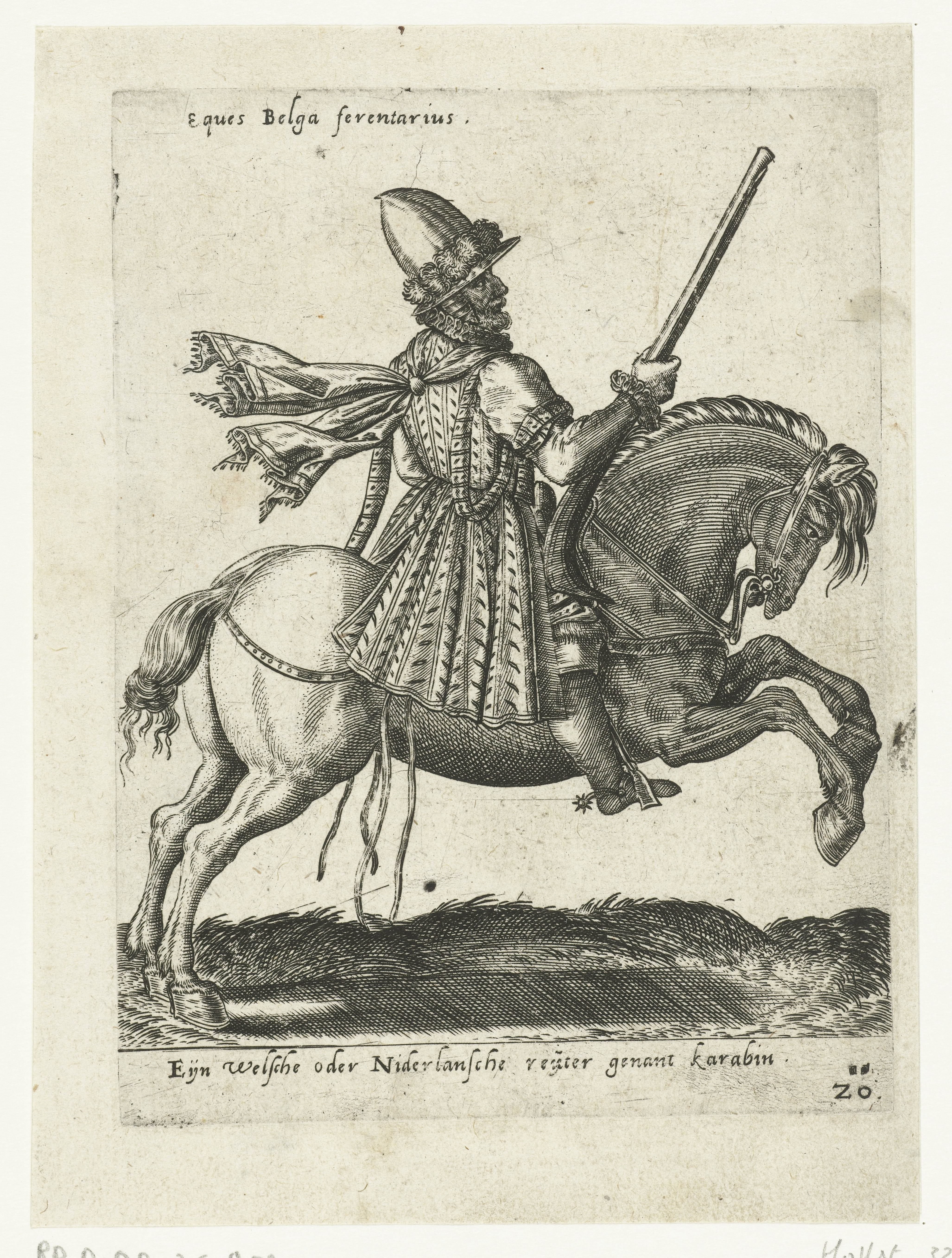 Nederlandse ruiter met karabijn by Abraham de Bruyn