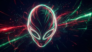 Neon Alien Head Abstract