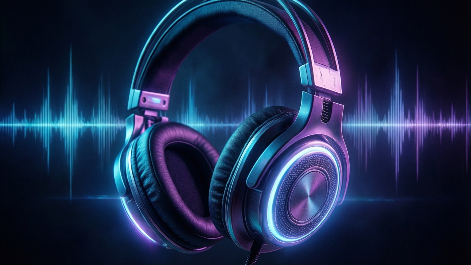 Neon Audio Waves by Wallpapers.art Studio