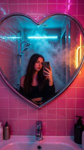 Neon Bathroom Selfie
