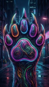 Neon Bear Claw Cyberpunk