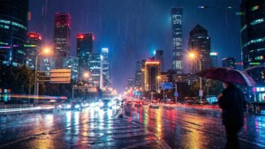 Neon Beijing in the Rain