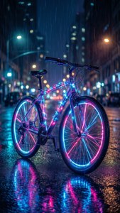 Neon Bicycle at Night