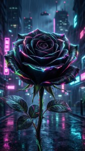Neon Black Rose Cyberpunk