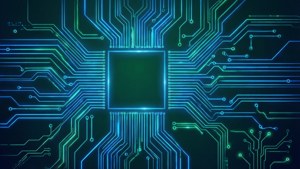 Neon Blue Circuit Board