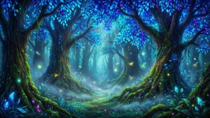 Neon Blue Fantasy Forest