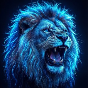 Neon Blue Lion
