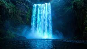 Neon Blue Waterfall