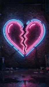 Neon Broken Heart Sign