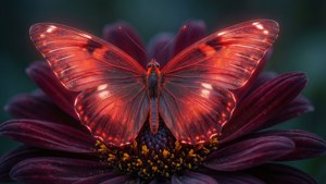 Neon Butterfly on Flower