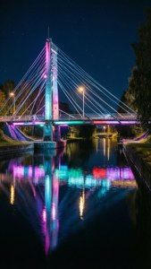 Neon Canal Bridge