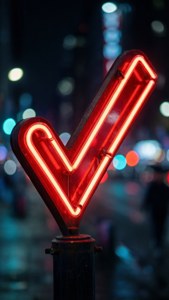 Neon Checkmark Night