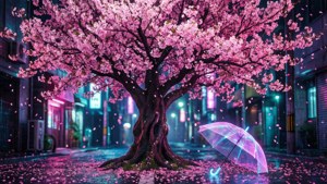 Neon Cherry Blossoms