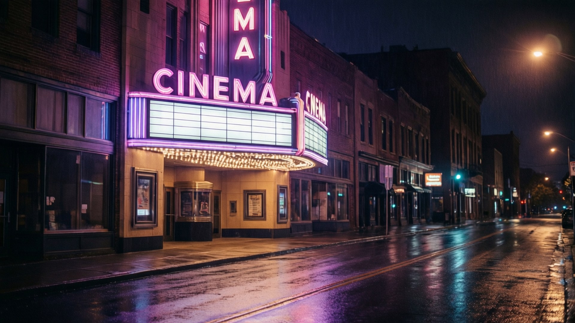 Neon Cinema Nights by Wallpapers.art Studio