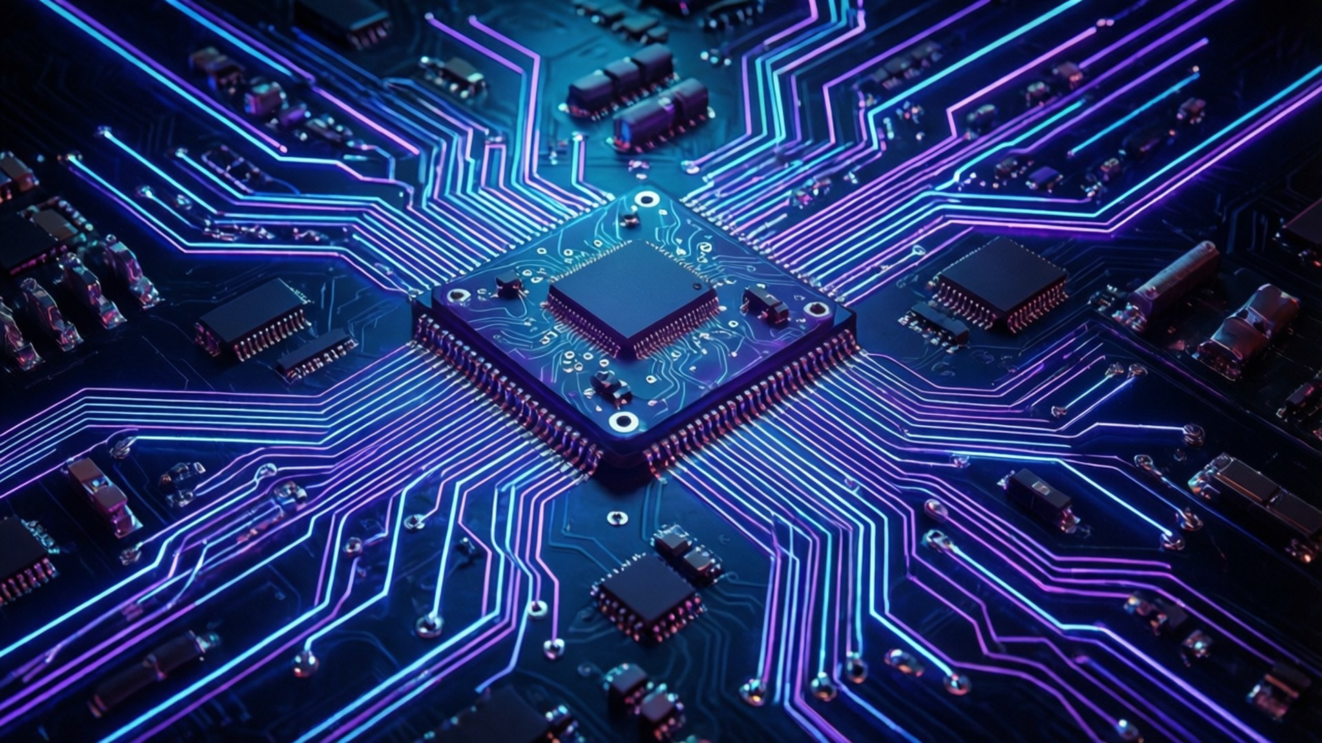 Neon Circuit Dreams by Wallpapers.art Studio