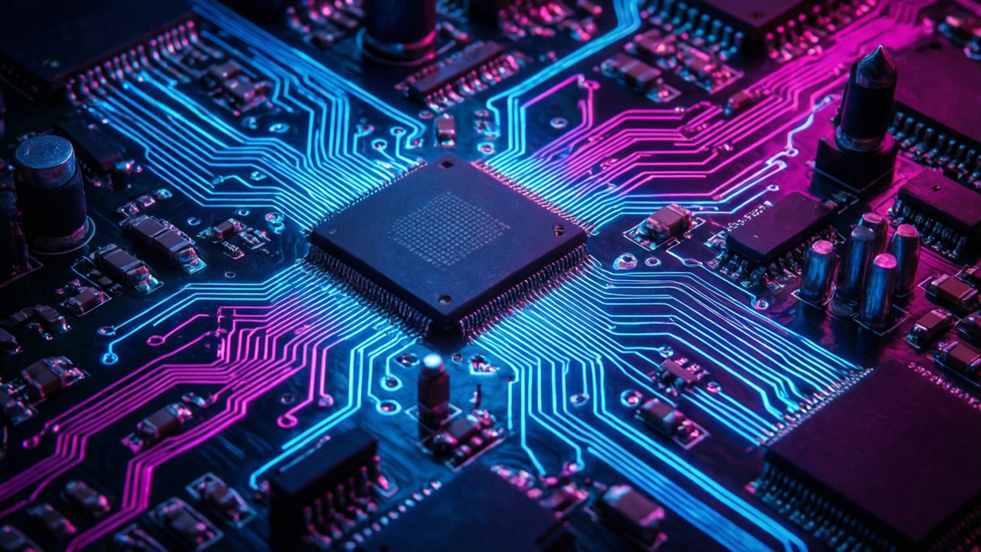 Neon Circuit Glow by Wallpapers.art Studio