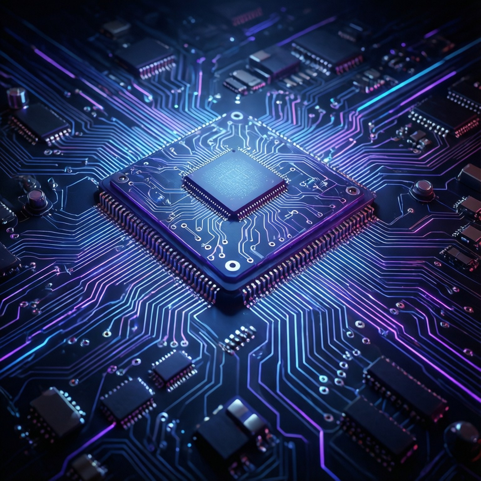 Neon Circuit Grid by Wallpapers.art Studio