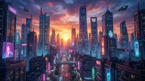 Neon City Dusk