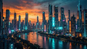 Neon City Dusk